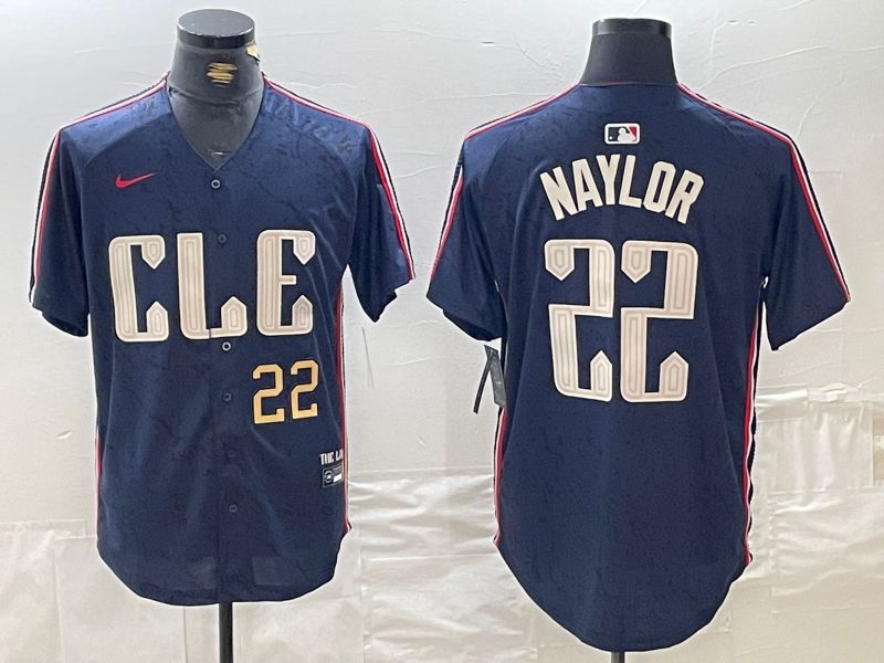 Men Cleveland Indians 22 Naylor Blue City Edition Nike 2024 MLB Jersey style 8